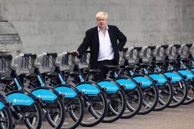 Mr Johnson at the launch of London's first cycle hire scheme in July 2010. Getty Images