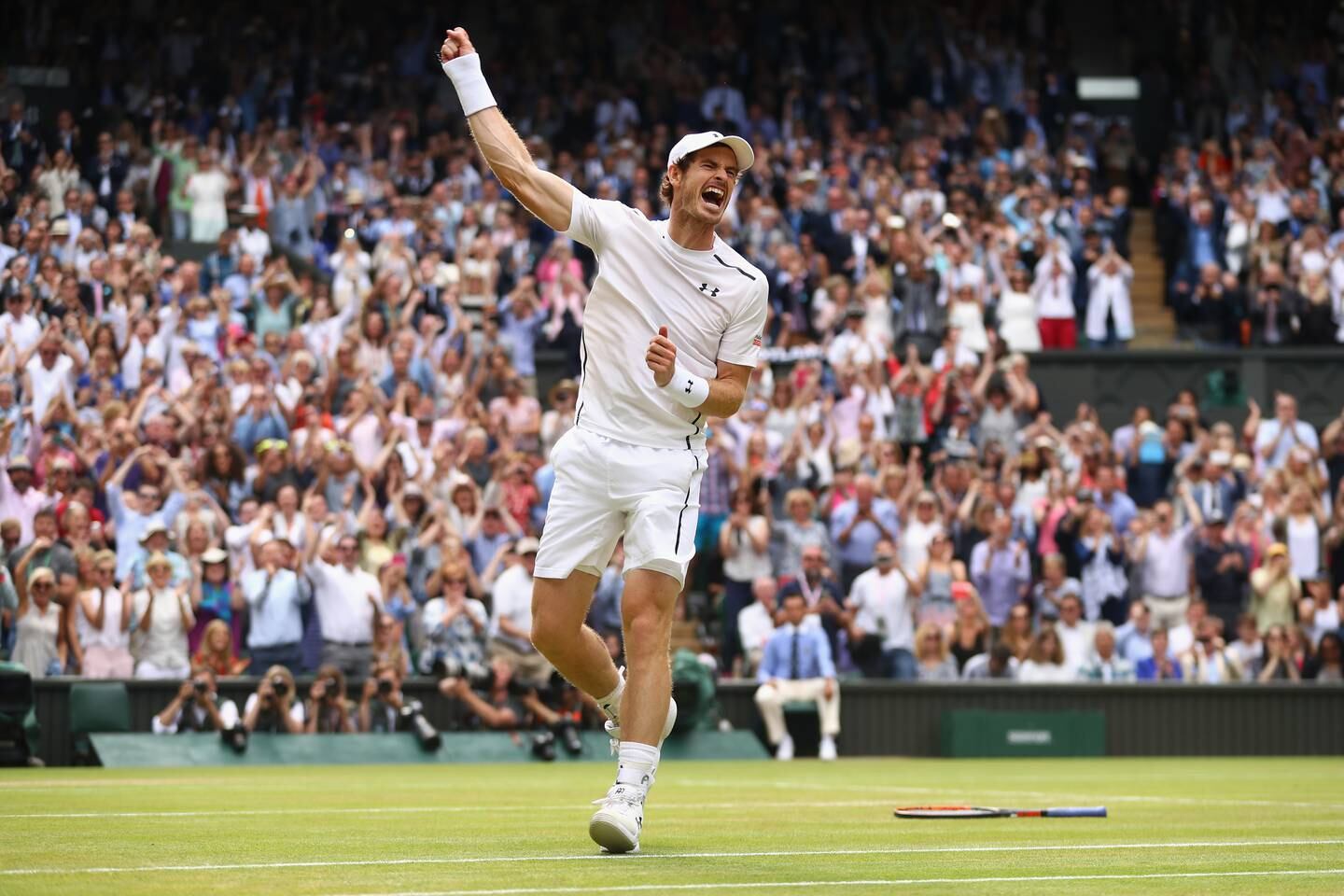 Andy Murray celebrates winning the Men's Singles Final at Wimbledon in 2016. Getty Images