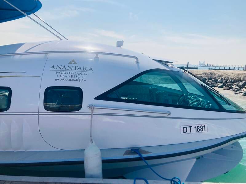 Guests will check-in at Anantara The Palm then take a luxury speedboat to the World Islands. Hayley Skirka / The National