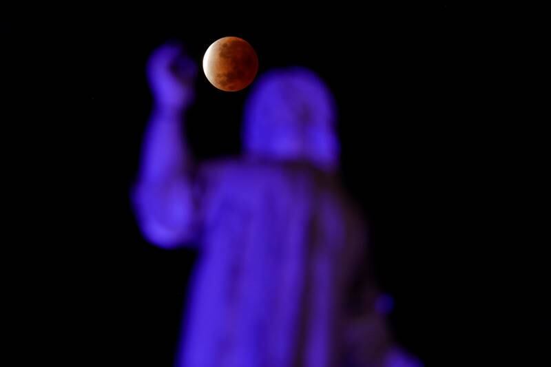 The Moon in shadow during a partial lunar eclipse seen from San Salvador, El Salvador. Reuters