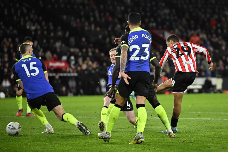 Sheffield United's French midfielder Iliman Ndiaye scores his team's first goal. AFP