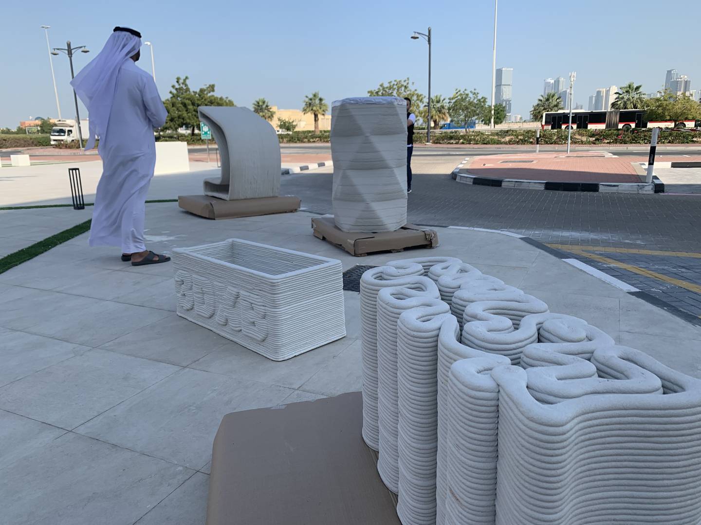 samples of 3d printed structures that will be used for the mosque in dubai. ali al shouk / the national