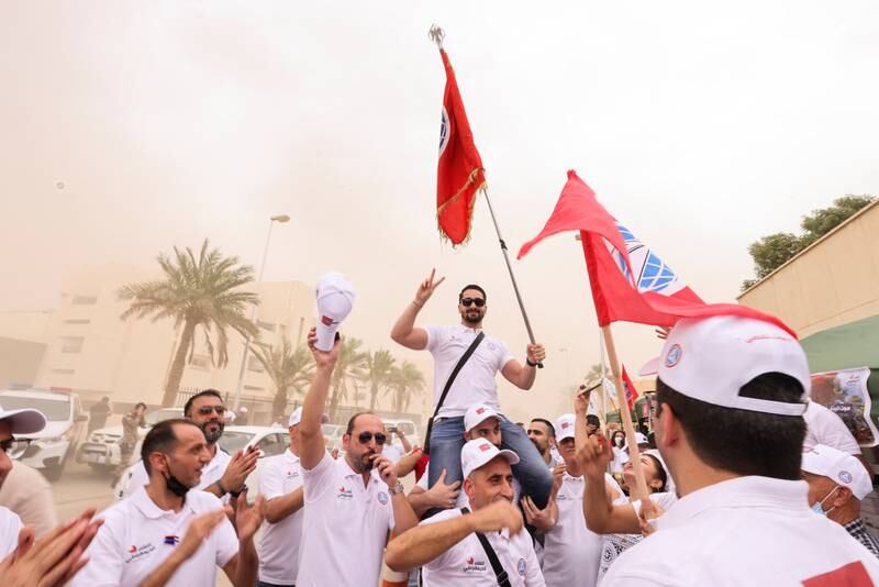 Lebanese expats gather to celebrate Lebanon's parliamentary election at the Lebanese Embassy in Riyadh, Saudi Arabia. Reuters