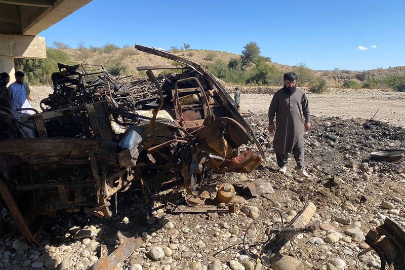 Hamza Anjum Nadeem, assistant commissioner in Bela, said four injured passengers were rescued. AFP
