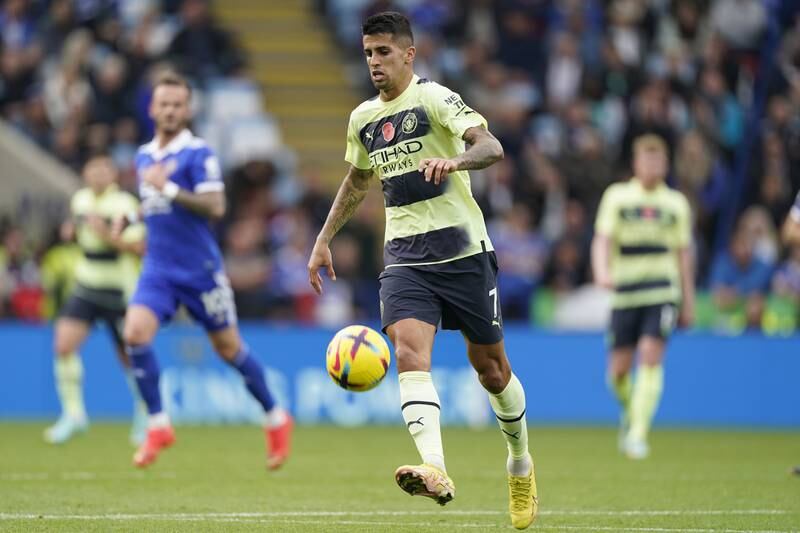 Joao Cancelo, 8 – The unorthodox full-back was essentially playing as a left winger for the entire game. Picked out Alvarez with a brilliant clipped ball before applying more pressure with a marauding run inside before spreading the ball to Silva. Consistent as ever. EPA

