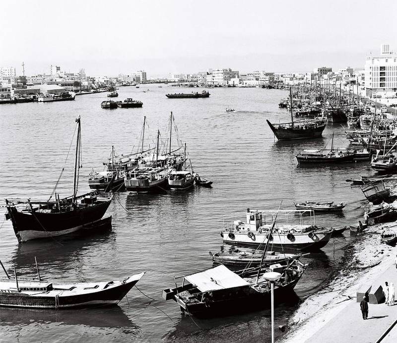 The trade that the Dhows at Dubai Creek brought in during the 1970s was a vital part of the city’s economy. Courtesy Al Ittihad