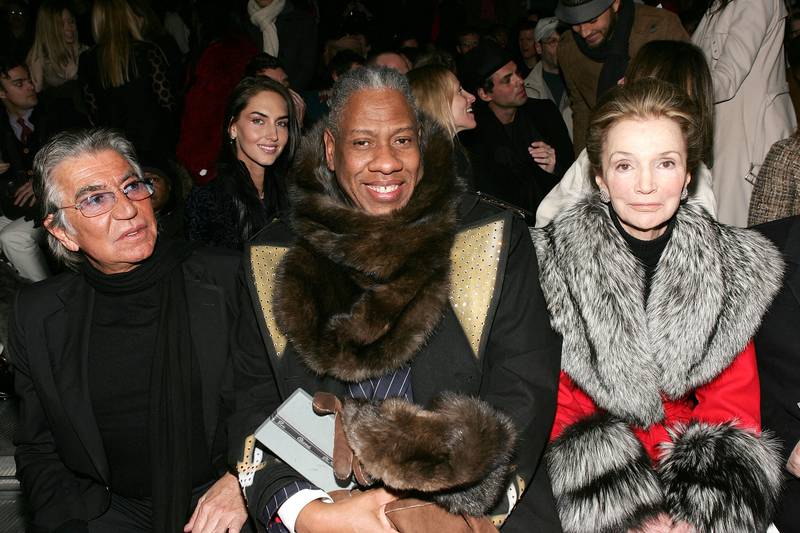 Roberto Cavalli, 'Vogue' editor Andre Leon Talley and Lee Radziwill attend the Marc Jacobs fall 2007 fashion show during Mercedes-Benz Fashion Week in New York City on February 5, 2007. AFP