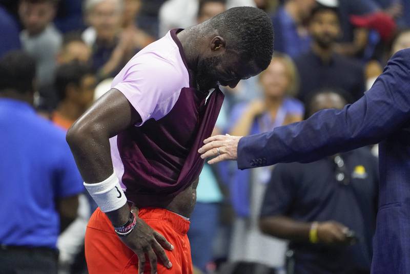 Frances Tiafoe after losing to Carlos Alcaraz in the semifinals of the US Open. AP