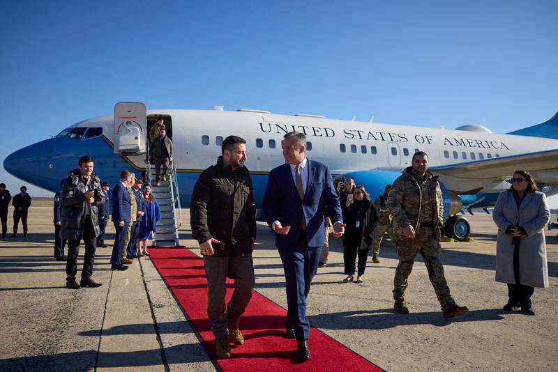 Mr Zelenskyy arrives in Washington. Ukrainian Presidential Press Service / Reuters