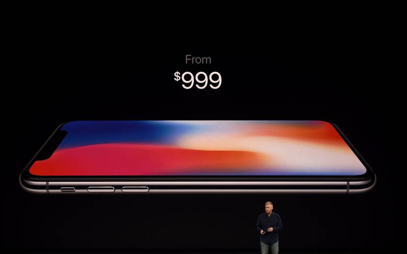 Senior Vice President of Worldwide Marketing at Apple, Philip Schiller, introduces the iPhone X during a media event at Apple's new headquarters in Cupertino, California on September 12, 2017.  / AFP PHOTO / Josh Edelson