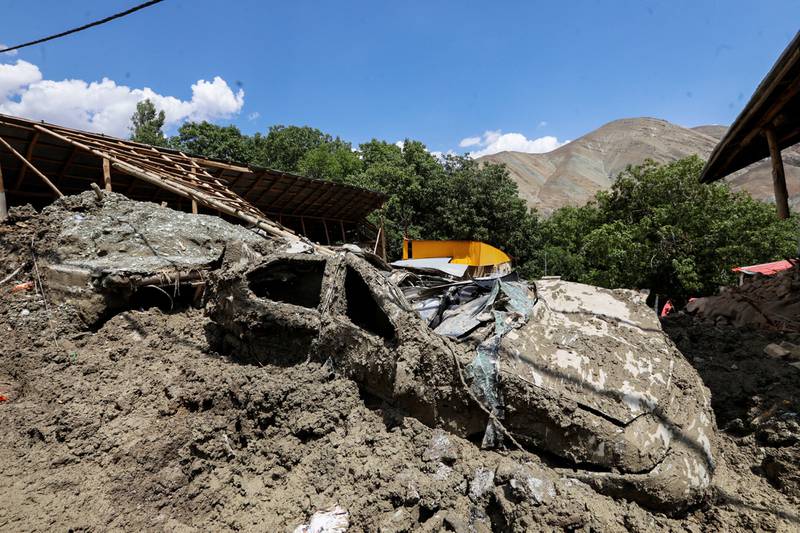 A general view shows destruction following the flood in Firuzkuh, east of Tehran, Iran July 30, 2022.  Iranian Red Crescent Society / WANA (West Asia News Agency) / Handout via REUTERS ATTENTION EDITORS - THIS IMAGE HAS BEEN SUPPLIED BY A THIRD PARTY