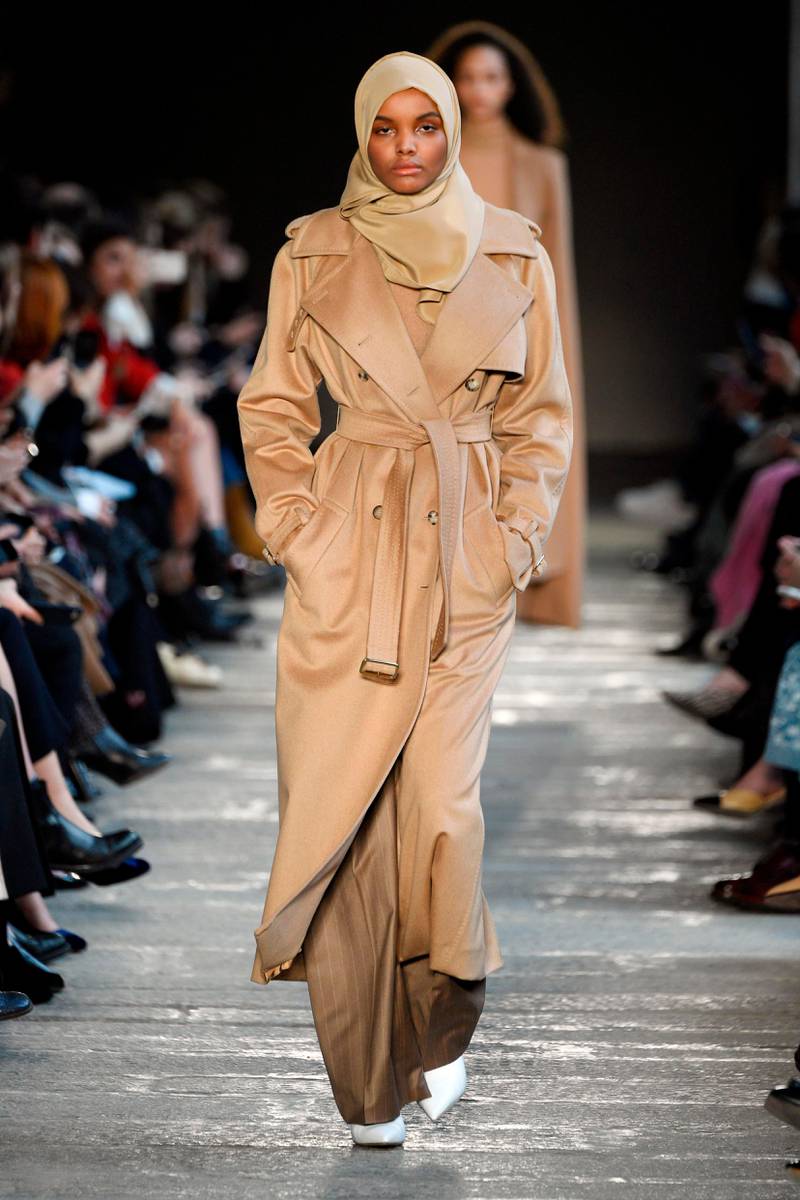 Halima Aden walks the runway at the Max Mara show during Milan Fashion Week Fall/Winter 2017/18.  Pietro D'aprano / Getty Images
