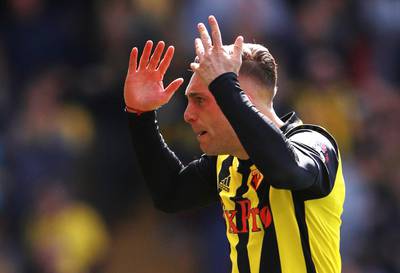 Soccer Football - Premier League - Watford v West Ham United - Vicarage Road, Watford, Britain - May 12, 2019  Watford's Gerard Deulofeu celebrates scoring their first goal  REUTERS/Ian Walton  EDITORIAL USE ONLY. No use with unauthorized audio, video, data, fixture lists, club/league logos or "live" services. Online in-match use limited to 75 images, no video emulation. No use in betting, games or single club/league/player publications.  Please contact your account representative for further details.
