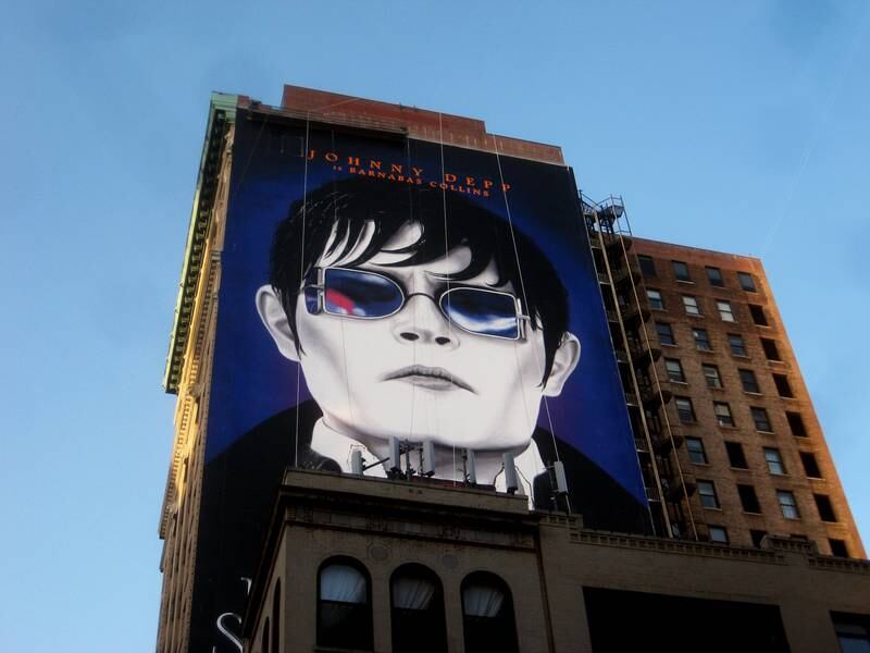 Depp's character from 'Dark Shadows' appears on the side of a building in New York. Photo: Brecht Bug