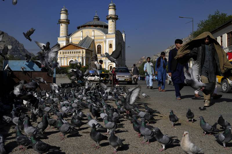 The imposing Shah-Do Shamshira Mosque on the first day of Eid Al Fitr in the Afghan capital. AP