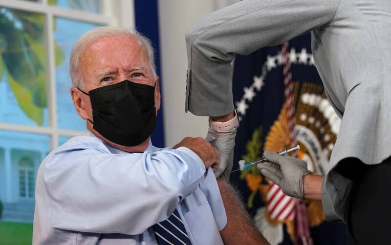 President Biden receives his coronavirus booster vaccination in Washington on September 27. Reuters