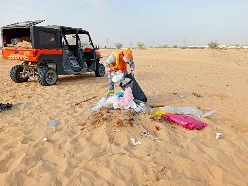Clean-up operations are under way across the desert regions of Dubai. Courtesy: Dubai Municipality