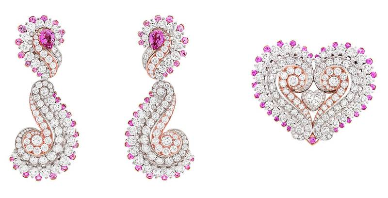 Amour Retrouvé Earrings: transformable earrings in white gold, pink gold, diamonds and pink sapphires