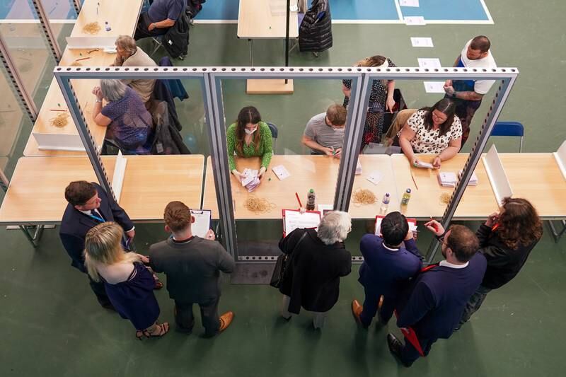 The first ballot papers are counted in Sunderland. Getty