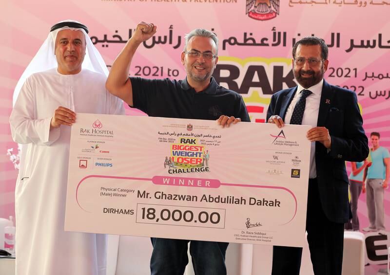 Winner Ghazwan Dakak. RAK Biggest weight loser challenge. The results and the winners of the 3 month weight loss campaign will be declared at RAK Hospital with exciting prizes. Chris Whiteoak / The National