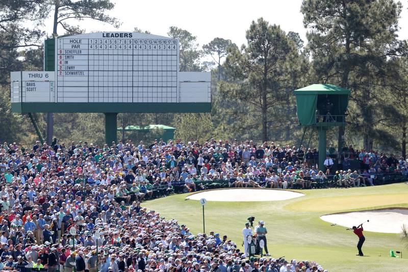 Crowds have been gathering to watch Woods during the final round of the Masters.  Getty / AFP