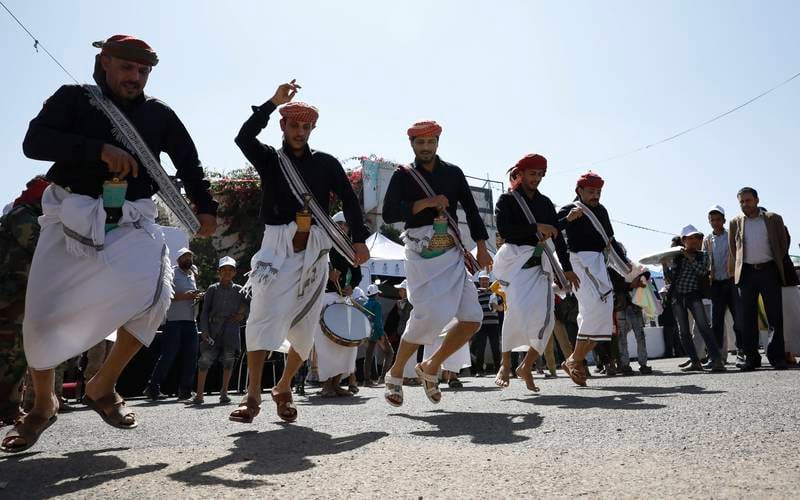 Yemenis perform traditional dances during the festival.