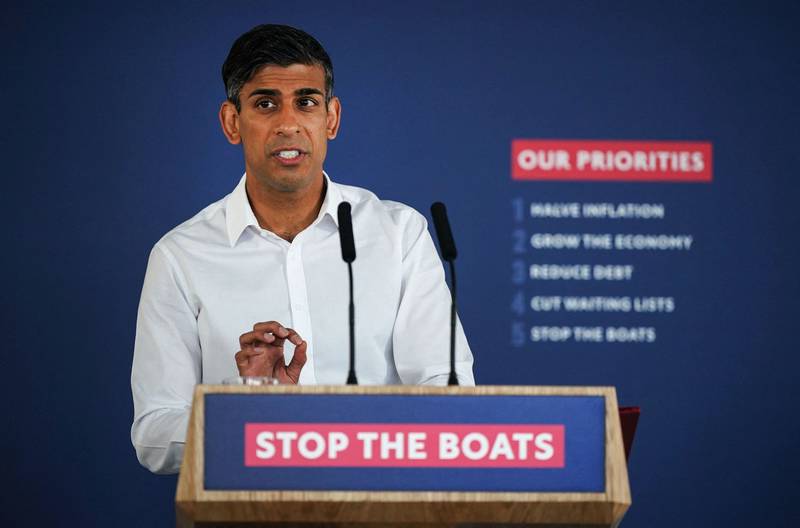 Britain's Prime Minister Rishi Sunak said his plan to 'stop the boats' was working. AFP  
