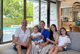 Toufic Hobeika and Iryna Zinenko with their three daughters in their five-bedroom villa in Sidra 1, Dubai Hills. Antonie Robertson/The National