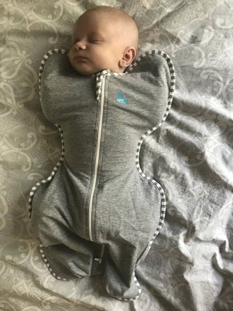 Six-week-old Harvey Kerr in a swaddle from the Love to Dream range. Photo: Yvonne Kerr 