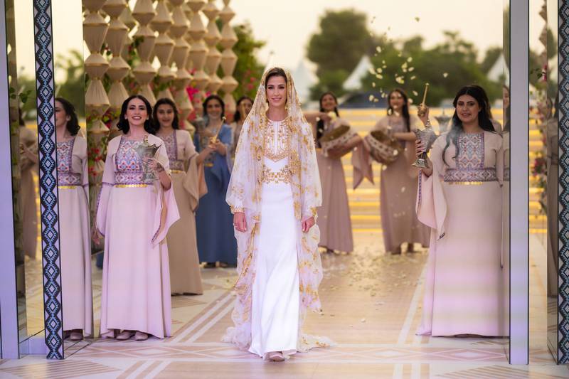 Bride-to-be Rajwa Al Saif at a dinner party held by Queen Rania of Jordan. Photo: Queen Rania Media Office 