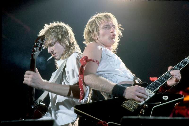 Phil Collen, left, and the late Steve Clark in Rochester, New York in 1983. Getty Images