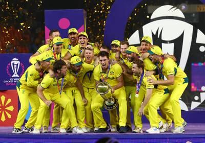 Australia players celebrate after winning the World Cup. Reuters