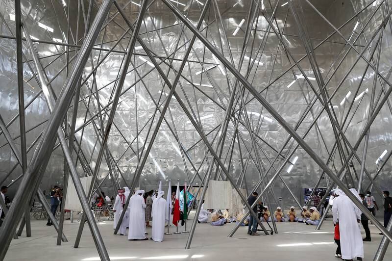 Visitors at the Bahrain pavilion at the Expo 2020 Dubai site. All photos: Pawan Singh / The National