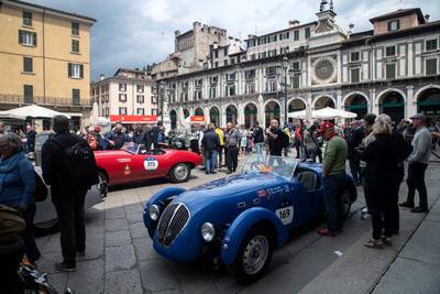 The Brescia sealing ceremony of the Italian Mille Miglia classic car race coming to the UAE in February 2022.Courtesy: MM