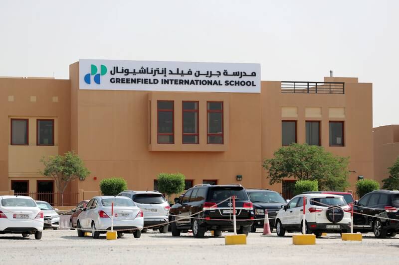 Dubai, United Arab Emirates - November 05, 2019: GV of Greenfield International School. Tuesday the 5th of November 2019. Dubai Investment Park (DIP), Dubai. Chris Whiteoak / The National