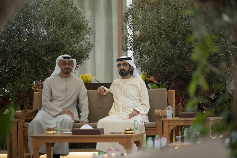 During the meeting, the leaders discussed the success of Expo 2020 Dubai in bringing people from all over the world together to share ideas and display diverse cultures. Mohamed Al Hammadi / Ministry of Presidential Affairs 