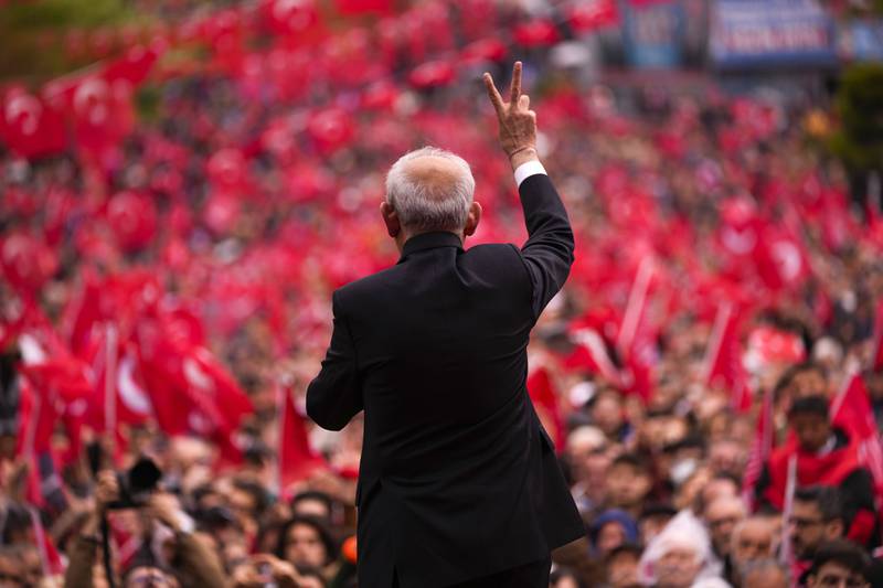 Kemal Kilicdaroglu speaks at a campaign rally in Tekirdag, Turkey, on Thursday. AP