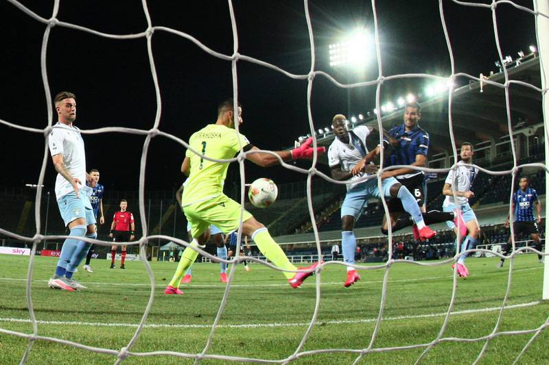 Atalanta's Jose Palomino scores the winning goal against Lazio. EPA