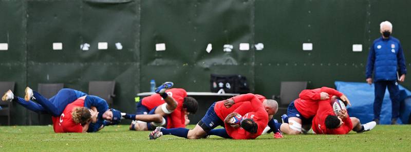 England rugby union players during a training session in Teddington on Wednesday, November 18. EPA