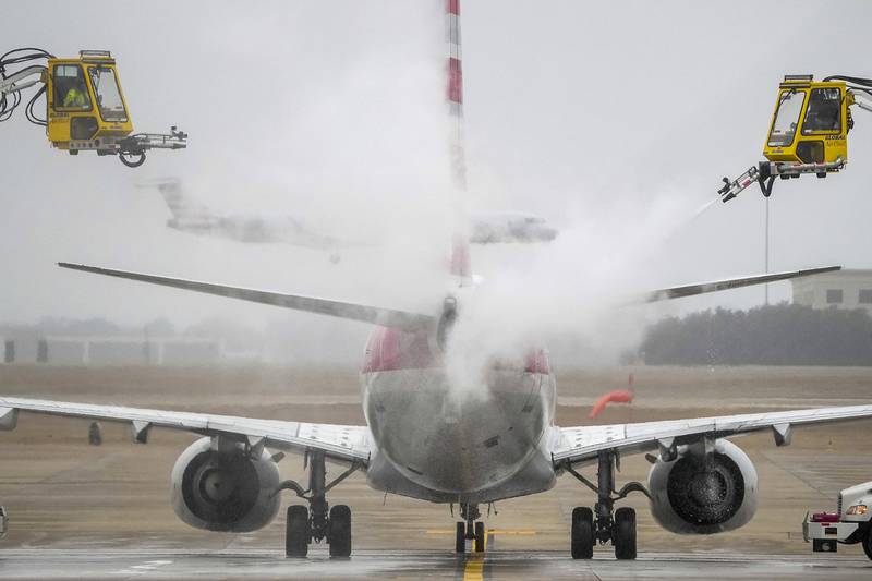 At least 1,600 flights in the US were either delayed or cancelled. The Dallas Morning News / AP
