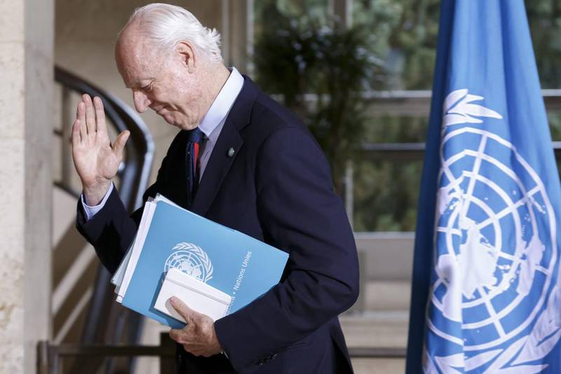 UN Special Envoy of the Secretary-General for Syria Staffan de Mistura at the European headquarters of the United Nations in Geneva, Switzerland, 18 April 2016.  EPA/SALVATORE DI NOLFI