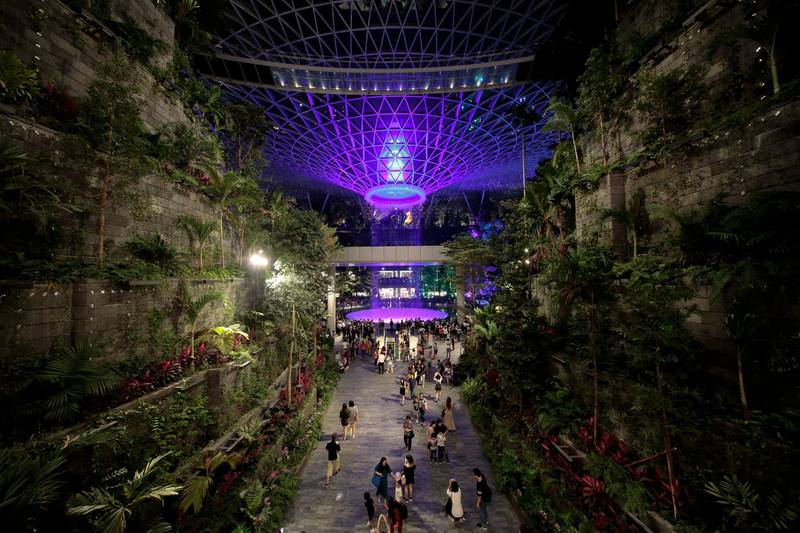 The Jewel is a hub that links Changi Airport's Terminals 1, 2, and 3.  EPA