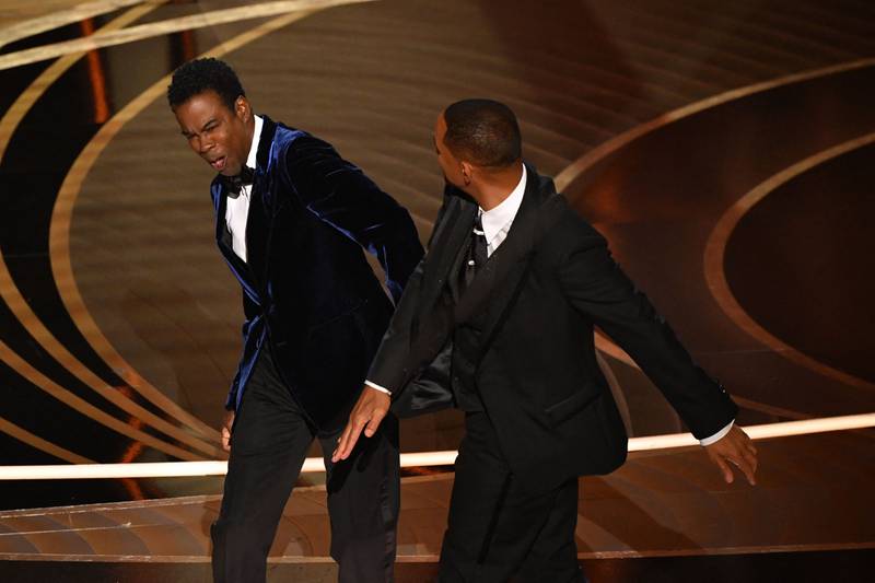 Will Smith hit Chris Rock on stage at the Oscars in March 2022, after the comedian made a joke about his wife Jada Pinkett Smith. AFP
