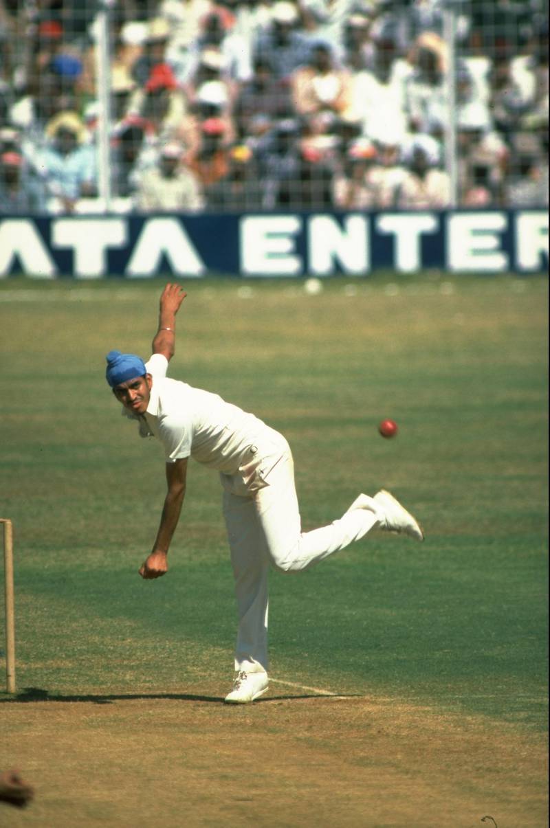 Nov 1985:  Maninder Singh of India bowls during a match in Bombay, India. \ Mandatory Credit: Adrian  Murrell/Allsport