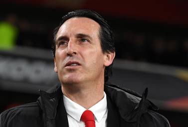  Arsenal manager Unai Emery is fighting for his future after the defeat by Eintracht Frankfurt in the Europa League. EPA
