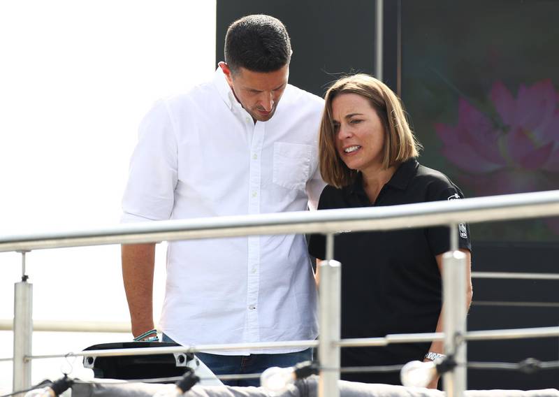 Williams deputy team principal Claire Williams with husband Marc Harris before the Italian GP in Monza. Getty