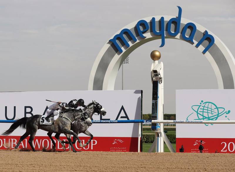 AF Maher ridden by Tadhg O'Shea wins the Dubai Kahayla Classic during the Dubai World Cup. Chris Whiteoak / The National