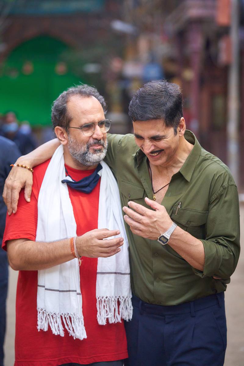 Akshay Kumar, right, with 'Raksha Bandhan' director Anand L Rai. Photo: Zee Studios 