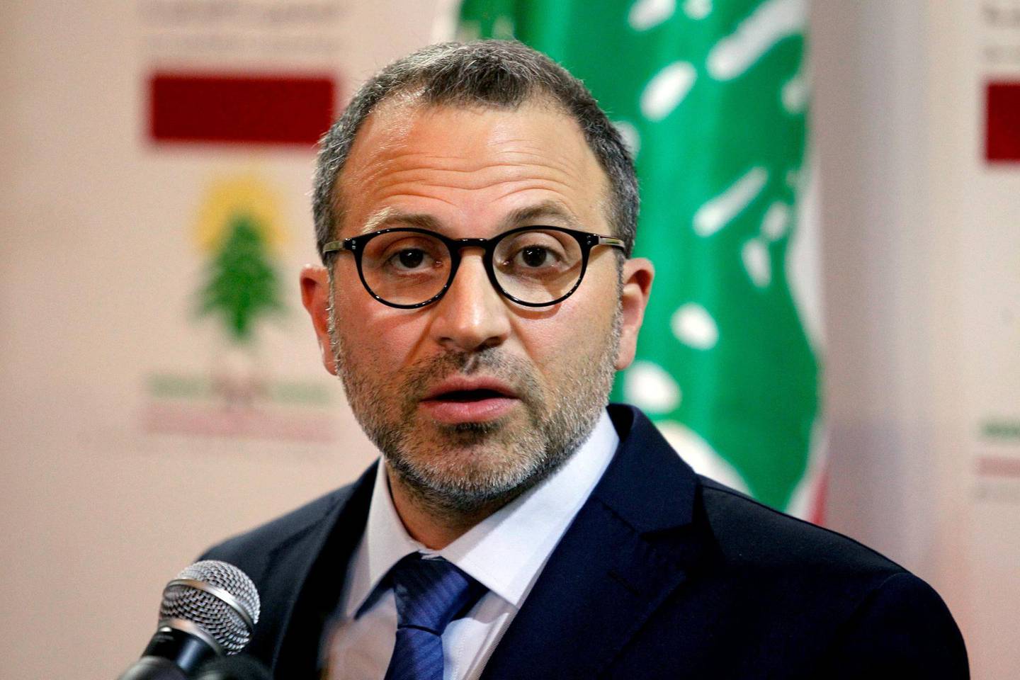 FILE PHOTO: Lebanon's Foreign Minister Gebran Bassil gestures as he speaks during a news conference in Beirut, Lebanon June 4, 2018. REUTERS/Mohamed Azakir/File Photo