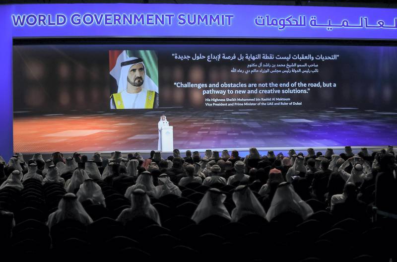 Dubai, U.A.E., February 11, 2019. World Government Summit day 2-DXB.--  The Future Global Water Security and Sustainability:  Saeed Mohammed Al Tayer, Managing Director and CEO, Dubai Electricity and Water Authority (DEWA), UAE.Victor Besa/The NationalSection:  NAReporter: